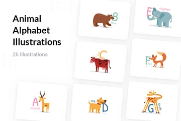 Alfabeto de animales Paquete de Ilustraciones