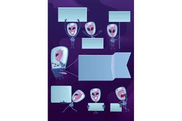 Alien Emotion Expression Illustration Pack