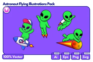 Alien Flying Illustration Pack