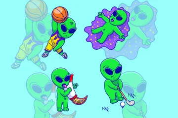 Alien-Illustrationen-Paket Illustrationspack