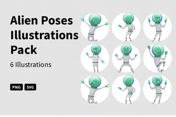 Alien Poses Illustration Pack