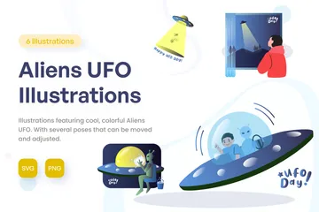 Alien UFO Illustration Pack