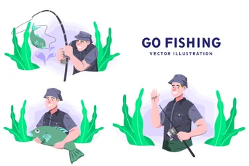 Aller pêcher Pack d'Illustrations