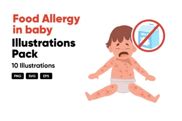 Allergie alimentaire chez bébé Pack d'Illustrations