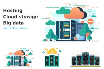 Almacenamiento en la nube Paquete de Ilustraciones