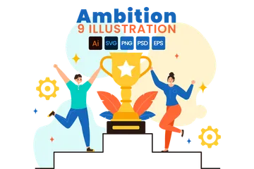 Ambition To Success Illustration Pack