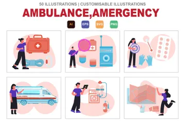 Ambulance Emergency Illustration Pack