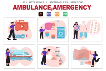 Emergencia de ambulancia Paquete de Ilustraciones