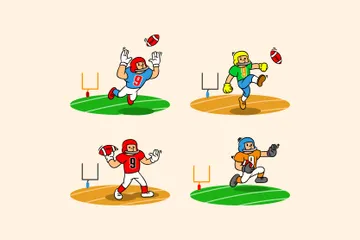 Amerikanischer Footballspieler Illustrationspack