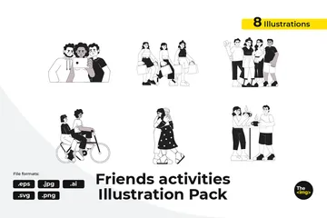 Atividades de amigos Illustration Pack