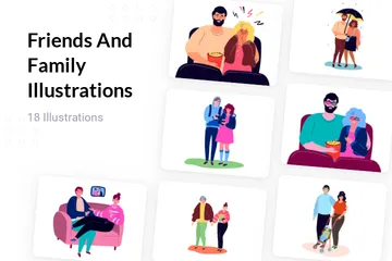 Amis et famille Pack d'Illustrations