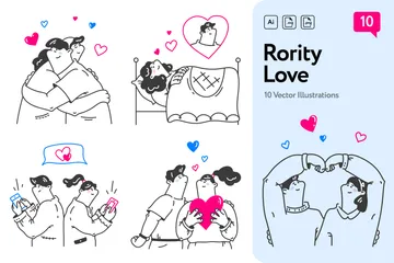 Amor e relacionamentos Pacote de Ilustrações