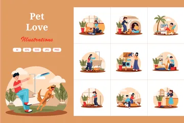 Amor de mascotas Paquete de Ilustraciones