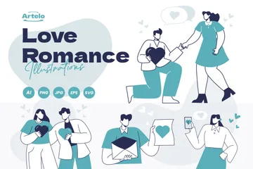 Amor Romance Pacote de Ilustrações