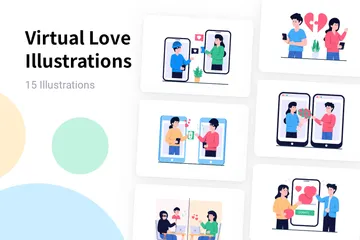 Amor virtual Pacote de Ilustrações