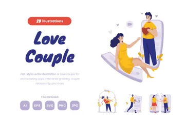 Couple amoureux Pack d'Illustrations