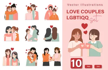Amoureux des couples LGBTQ Pack d'Illustrations