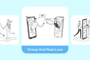 Amour virtuel et réel Pack d'Illustrations