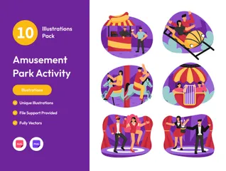 Amusement Park Activity Illustration Pack