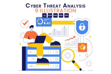 Análise de ameaças cibernéticas Pacote de Ilustrações