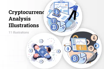 Análise de criptomoeda Pacote de Ilustrações