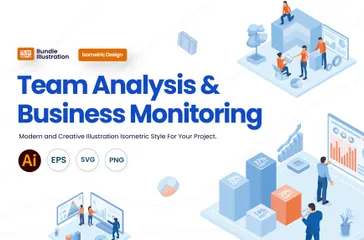 Análise de Equipes e Acompanhamento de Negócios Pacote de Ilustrações