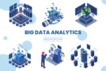 Análise isométrica de big data Pacote de Ilustrações