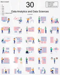 Análisis de datos y ciencias de datos Paquete de Ilustraciones