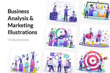 Análisis de Negocios y Marketing Paquete de Ilustraciones