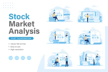 Análisis del mercado de valores Paquete de Ilustraciones