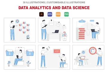 Análisis de datos y ciencias de datos Paquete de Ilustraciones