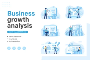 Análisis del gráfico de crecimiento empresarial Paquete de Ilustraciones