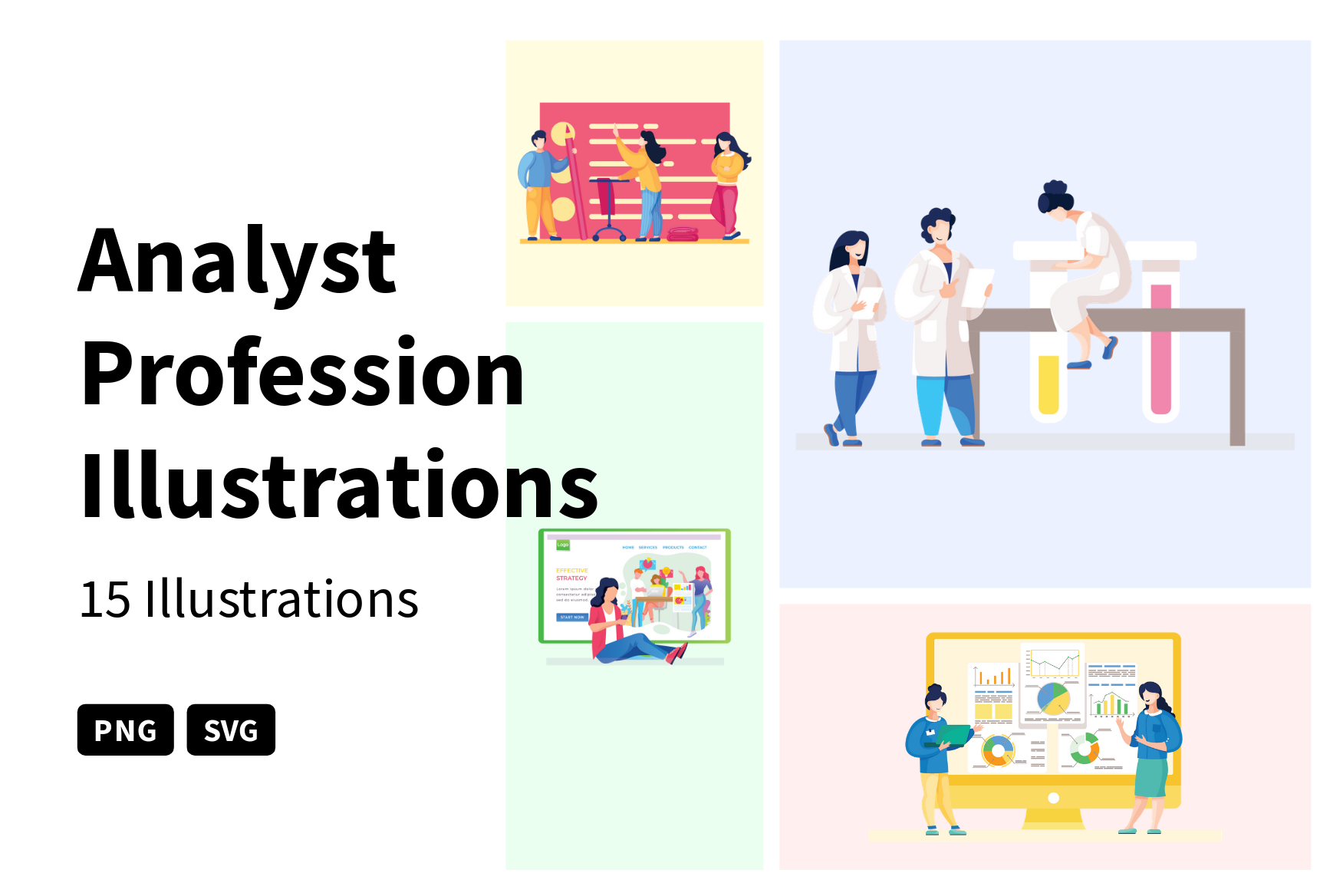 Premium Analyst Profession Illustration Pack From Business Illustrations 8535