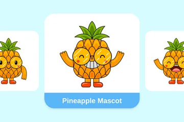 Ananas-Maskottchen Illustrationspack