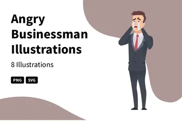 Angry Businessman Illustration Pack