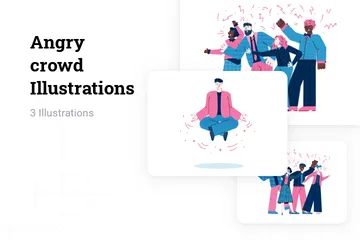 Angry Crowd Illustration Pack