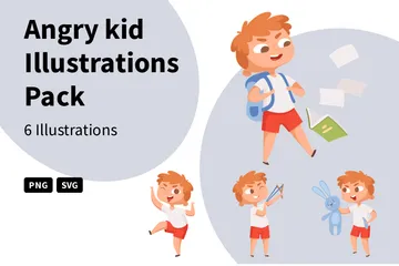 Angry Kid Illustration Pack