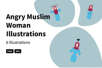Angry Muslim Woman Illustration Pack