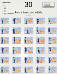 Animais de estimação, animais e vida selvagem Pacote de Ilustrações