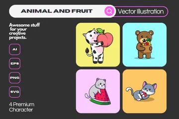 Animal And Fruit Illustration Pack