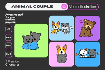 Animal Couple Illustration Pack