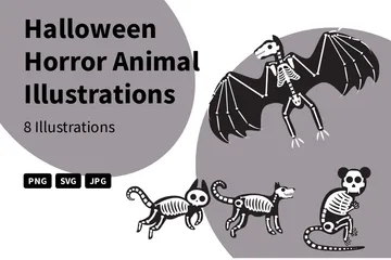 Animales de terror de Halloween Paquete de Ilustraciones