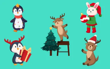 Animales de navidad Paquete de Ilustraciones