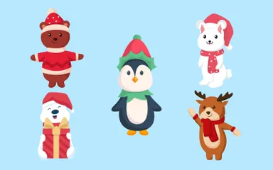 Animaux de Noël Pack d'Illustrations