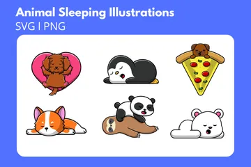 Animales durmiendo Paquete de Ilustraciones