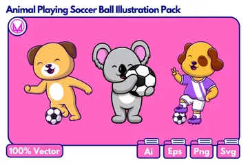 Animal jouant au football Pack d'Illustrations