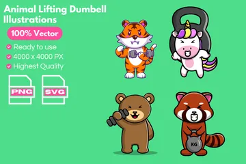Animal Lifting Dumbbell Illustration Pack