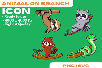 Animal On Branch Illustration Pack