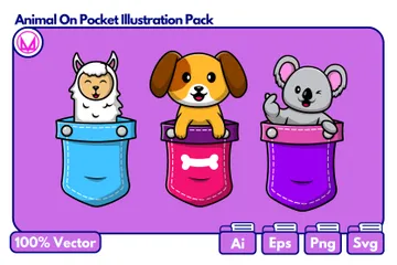 Animal On Pocket Illustration Pack