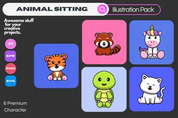 Animal Sitting Illustration Pack